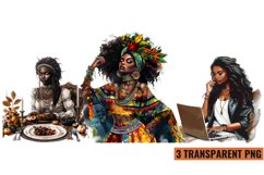 Watercolor Black Women Clipart, PNG Product Image 1