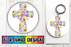 Whimsical Circle Car Coasters PNG, Flower Cross Product Image 1