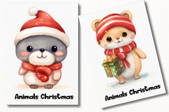 Animals Christmas Watercolor 26 Cliparts Collection Product Image 6