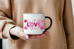 LOVE Floral Valentine PNG, Rose Valentine Shirt Design, Pink Product Image 1