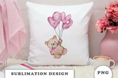 Watercolor Teddy Bear with balloon PNG Product Image 6