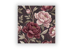 Burgundy Felted Floral Peony Seamless Pattern, Shabby Chic Product Image 6