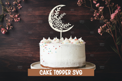 6 Floral moon cake topper SVG I Cake topper SVG Product Image 7
