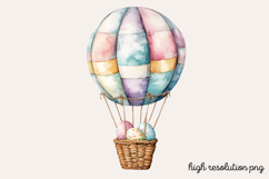 Cute Aqua Easter Watercolor Clipart PNG Product Image 1