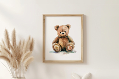 Watercolor Teddy Bear Wall Art Print Product Image 6