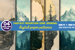 Fantasy Mountain Junk Journal Paper PNG Product Image 1