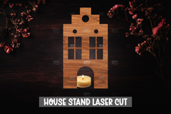 3D House Christmas Candle Holder Laser Cut Design Product Image 1
