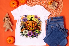 Retro Distressed Halloween Pumpkin T-Shirt Design Product Image 6