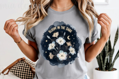 Bloom in the Dark PNG, Celestial Flower Moon Sublimation Product Image 5