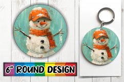 Christmas Snowman Round Keychain Design Winter Product Image 1