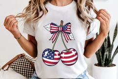 Patriotic Cherry PNG 4th Of July American Flag Sublimation Product Image 6