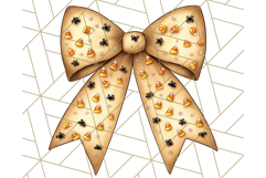 Muted Halloween Bow Clipart, Fall Ribbon PNG Autumn Hair Bow Product Image 2