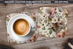 Flowers Coaster Sublimation, Spring Flowers Coaster PNG Product Image 1