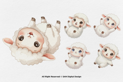 15 Bundle Watercolor Cute Sheep Farm Baby Lamb Kids Cute Product Image 6