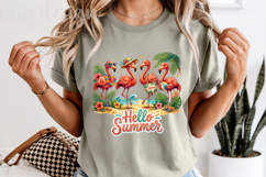 Hello Summer Flamingo PNG, Tropical Beach Sublimation Design Product Image 6