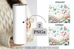 Butterflies meadow pastel flowers 20 oz Skinny Tumbler Wrap Product Image 2