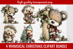 4 Whimsical Christmas Clipart | Cute Festive Holiday PNG Product Image 1