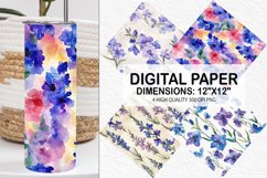 Watercolor Larkspur Flowers Digital Paper Product Image 1