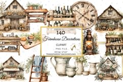 Rustic chic Farmhouse clipart bundle, watercolor farmhouse Product Image 6