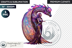 Fantasy Dragon witch clipart, enchantress, dragon egg queen Product Image 1