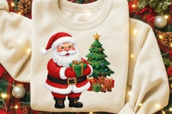 Faux Yarn Santa Holding Presents Christmas Sublimation Png. Product Image 6