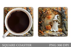 Cute Ghost Coaster Design. Halloween Sublimation Product Image 1