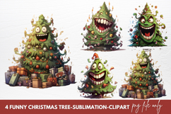 Funny Christmas Tree Sublimation Clipart Product Image 1