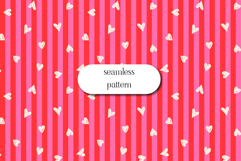 Heart Stripe Seamless Pattern, Valentine Love Digital Paper Product Image 1