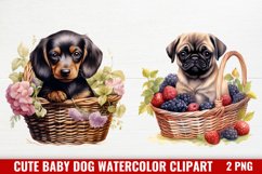 Cute Baby Dog Watercolor Clipart, Cute Baby Dog Clipart Product Image 1
