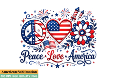 Peace Love America Design,Peace Love America Sublimation Product Image 1
