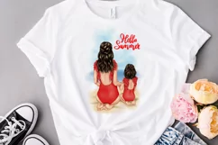 Family clipart, Mom and daughter on the beach clipart Product Image 5