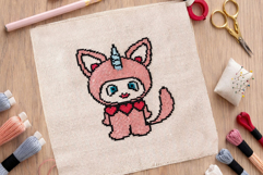 Cat embroidery pattern cross stitch PDF digital printable Product Image 6