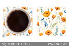 Flowers Coaster Design. Square Coaster Flowers Product Image 1