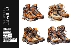 Hiking Boots Art Clipart PNG Product Image 1
