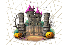 Halloween Buildings Clipart PNG, Haunted Houses Art Product Image 2
