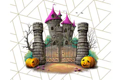 Halloween Buildings Clipart PNG, Haunted Houses Art Product Image 2