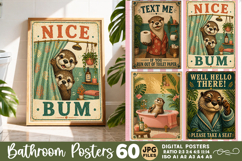Bathroom funny otters posters, Retro 60 Posters JPG Bundle Product Image 9