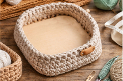 Small square basket base 6 inch 15 cm digital file macrame c Product Image 6