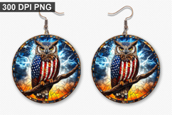 Owl Earring Sublimation PNG - 4th of July Earring Design Product Image 1