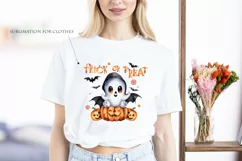 Trick or Treat, Halloween Lettering PNG, Ghost and Pumpkin Product Image 5