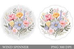 Wildflowers Wind Spinner. Floral Wind Spinner Sublimation Product Image 1