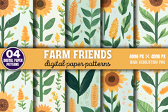 Farm Friends Digital Paper Background Bundle PNG Product Image 6