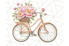 Bicycle with Flowers PNG, Pastel Spring Floral Bike Clipart Product Image 2