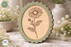 Scalloped Flower Frame SVG Bundle | Floral Sign | Laser Cut Product Image 6