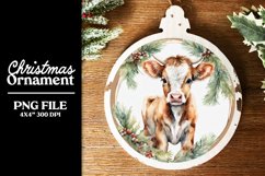 Cute Christmas Ornament Sublimation Design Baby Cow PNG Product Image 1