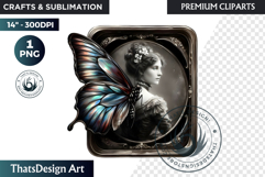 Dark Academia PNG, Gothic Butterfly Clipart Moody ephemera Product Image 1
