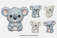 15 Bundle Watercolor Cute Koala Animal Sleeping Kids Sticker Product Image 6