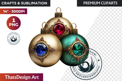 Christmas Jewel Baubles Clipart | Elegant Holiday Ornaments Product Image 1