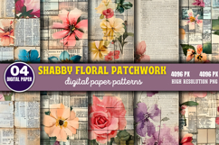 Shabby Floral Patchwork Collage Paper Bundle PNG Product Image 7
