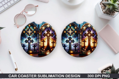 Car coaster sublimation, Halloween Coaster PNG Design Product Image 1